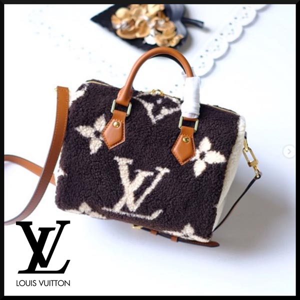 【LV20☆2020最新作】LV ルイヴィトンコピー モノグラム スピーディ25 ブラウン モコモコバッグ M55422