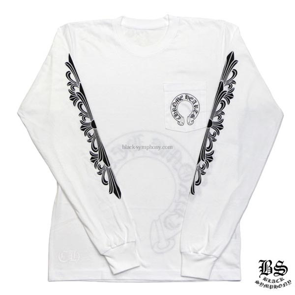 2020AW Chrome Hearts クロムハーツTシャツ コピー ロングTシャツ ホースシュー&フローラルクロス ホワイト