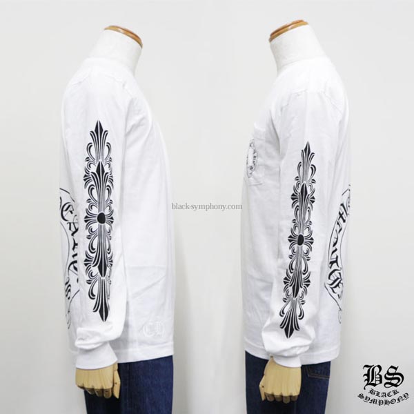 2020AW Chrome Hearts クロムハーツTシャツ コピー ロングTシャツ ホースシュー&フローラルクロス ホワイト