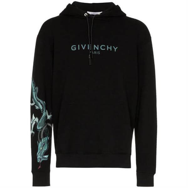 2024新作限定大人気 ジバンシィ偽物 パーカー GIVENCHY 20AW Logo&Dragon BLACK