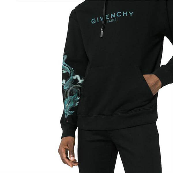 2024新作限定大人気 ジバンシィ偽物 パーカー GIVENCHY 20AW Logo&Dragon BLACK