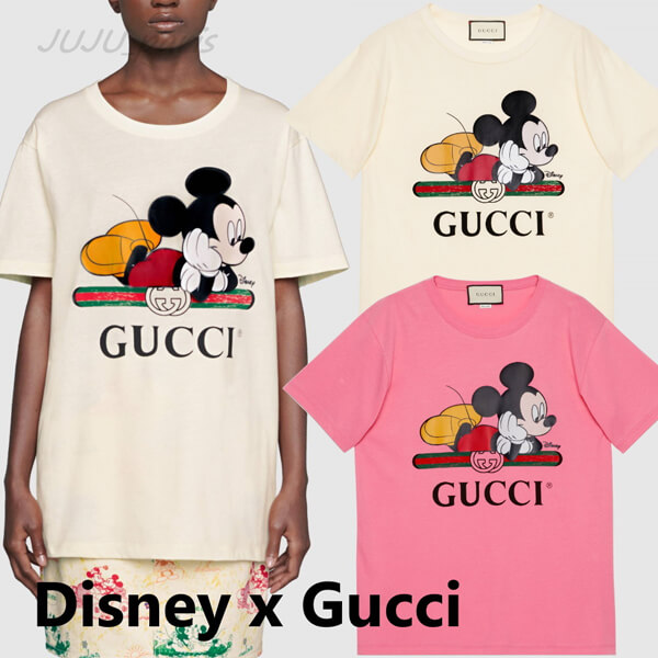 限定コラボ グッチ×Disney★2020SS★グッチ Tシャツ 偽物 ミッキーマウス★2色 492347 XJB7W 9756