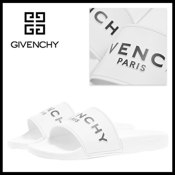 【GIVENCHY】ジバンシィ サンダル コピー ロゴスライド サンダル ホワイト フラット