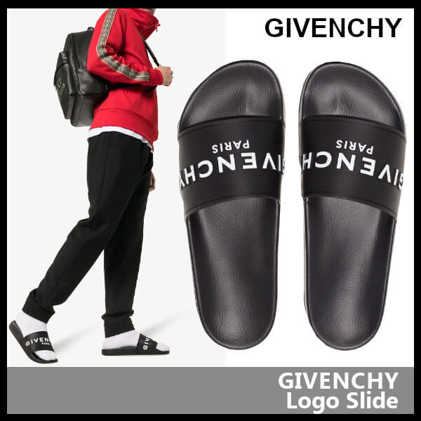 GIVENCHY ジバンシィ サンダル コピー ブランドロゴ スライドサンダル ブラック BH300HH0EP 001