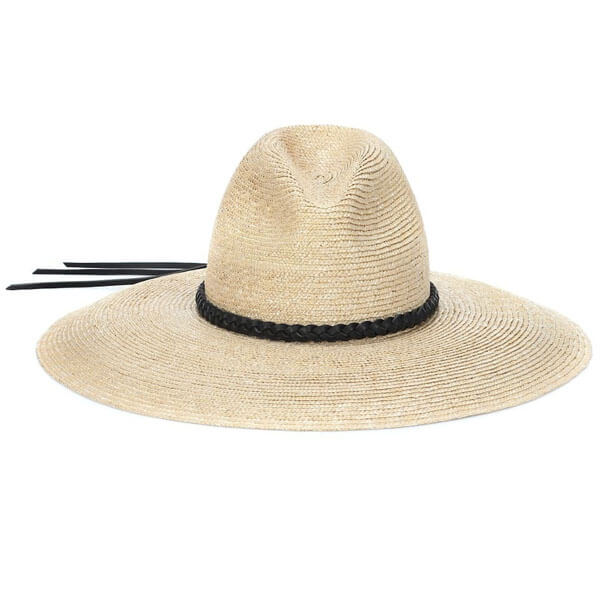 サンローラン キャップ コピー Straw leather-trimmed hat