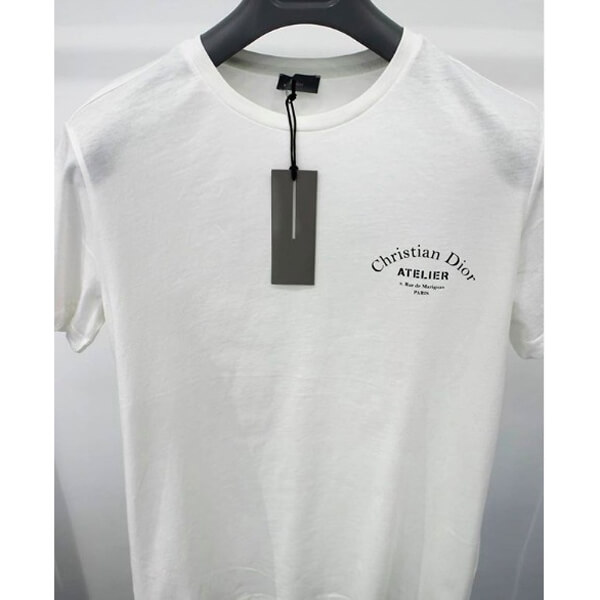 “Christian ディオール Atelier”ディオール ロゴTシャツ コピー＊White 863J621I0533_C089