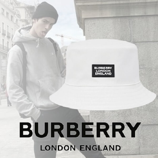 【BURBERRY】 大人気！ バーバリー キャップ コピー ロゴアップリケ コットン バケットハット