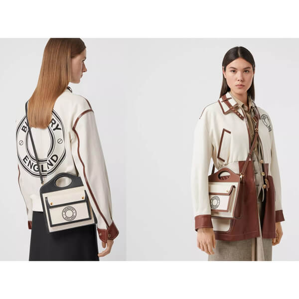 Burberry バーバリー ポケットバッグ コピー ミニロゴグラフィックキャンバス＆レザー 80280581