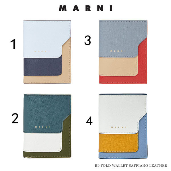 MARNI マル二 財布 コピー バイフォールド ウォレット サフィアーノ レザー PFMOQ14U13LV520Z271U