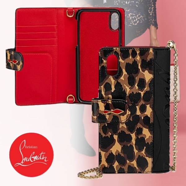 クリスチャン ルブタン 手帳型iphoneケース コピー Christian Louboutin ルビフラップ 手帳型チェーン付iPhoneケース 1205084C122