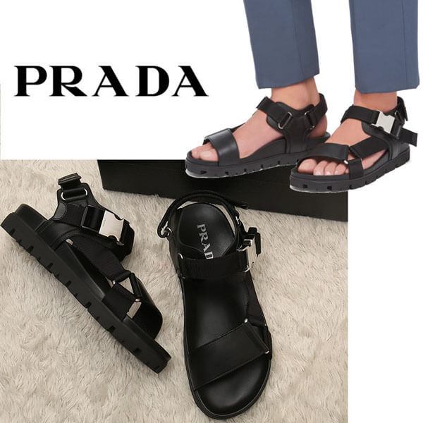 プラダ サンダル コピー Prada レザーxテクニカルファブリック サンダル 2X30553L6EF0002