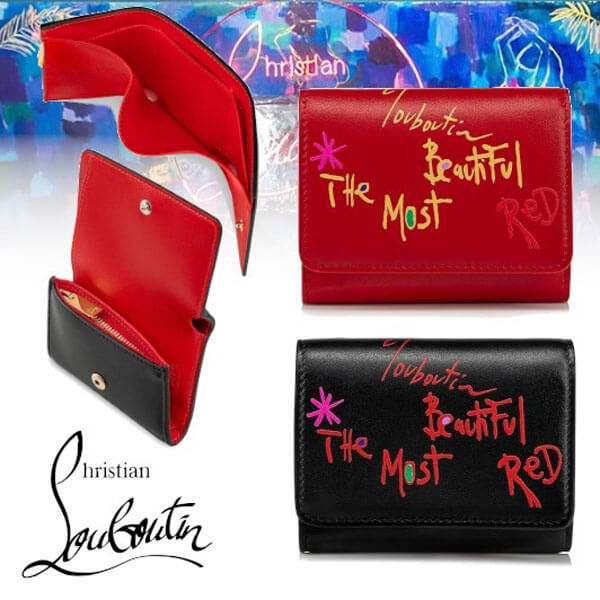 クリスチャン ルブタン 財布 コピー CHRISTIAN LOUBOUTIN●W Loubigaga Mini Wallet /赤・黒 1205105H740