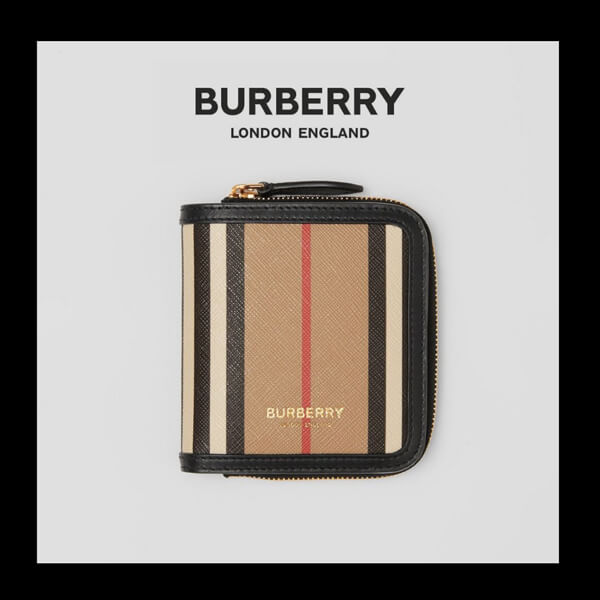 バーバリー 財布 偽物☆新作☆Burberry ２つ折財布  アイコンストライプウォレット 80329551