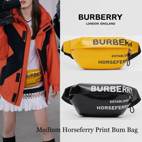 バーバリー ウエストポーチ 偽物 BURBERRY ミディアム ホースフェリー バムバッグ ロゴ