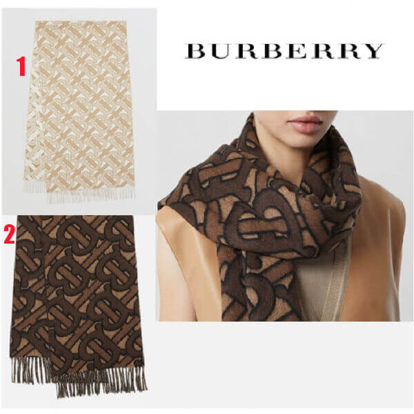 バーバリー マフラー 偽物 Burberry☆モノグラム カシミア ジャカードスカーフ マフラー Dark Mocha