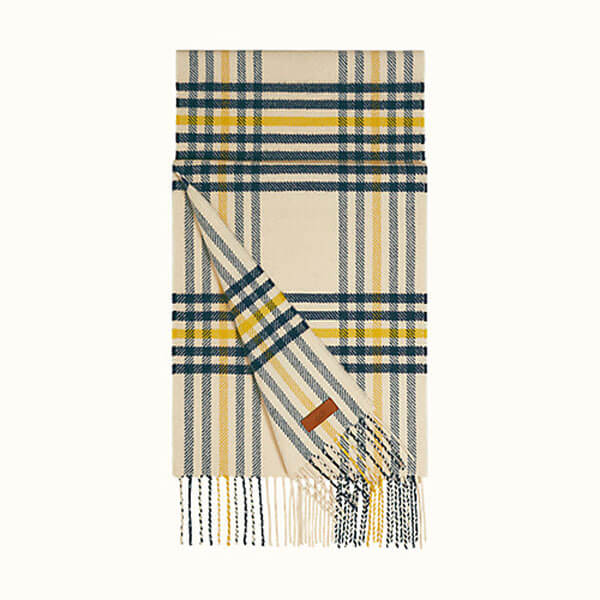 エルメス スカーフ 偽物★エルメス Blanket Check Scarf ★ カシミヤマフラー H259031S