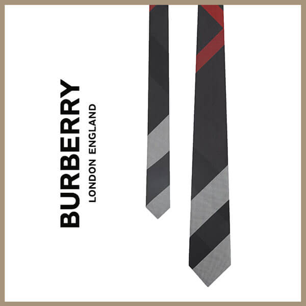 [バーバリー ネクタイ 偽物] BURBERRY モダンカットオーバーサイズシルクネクタイ☆ ☆カラー