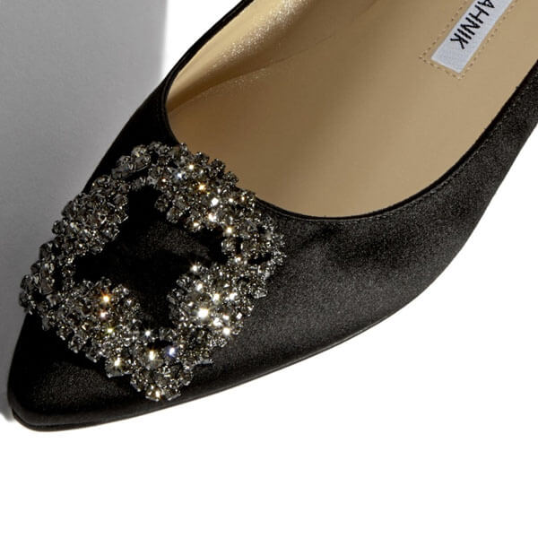 マノロブラニク フラットシューズ 偽物 Manolo Blahnik HANGISI エレガントなサテン フラットシューズ 9XX-0348-0049