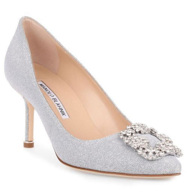 マノロブラニク パンプス 偽物☆Manolo Blahnik Hangisi グリッターパンプス 70mm HANGISI GLITTER 70