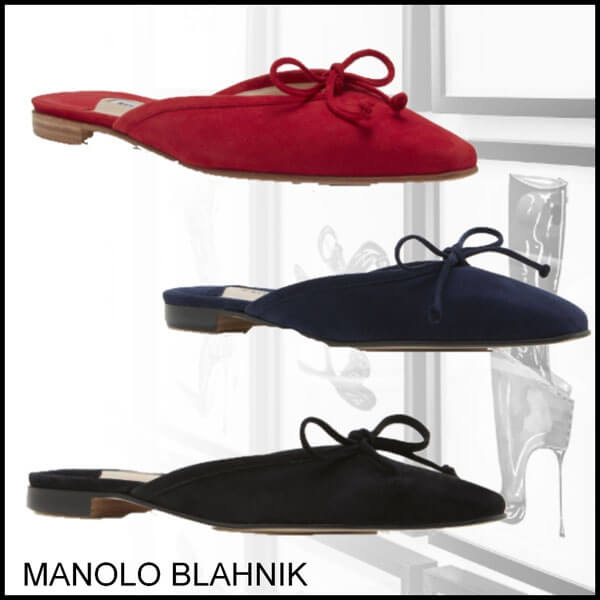 マノロブラニク フラットシューズ 偽物 Manolo Blahnik BALLERIMU スエード ミュール