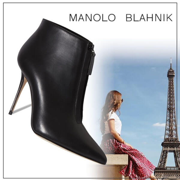 マノロブラニク ブーツ コピー MANOLO BLAHNIK★IFIMA 国内未入荷 カーフ アンクルブーツ