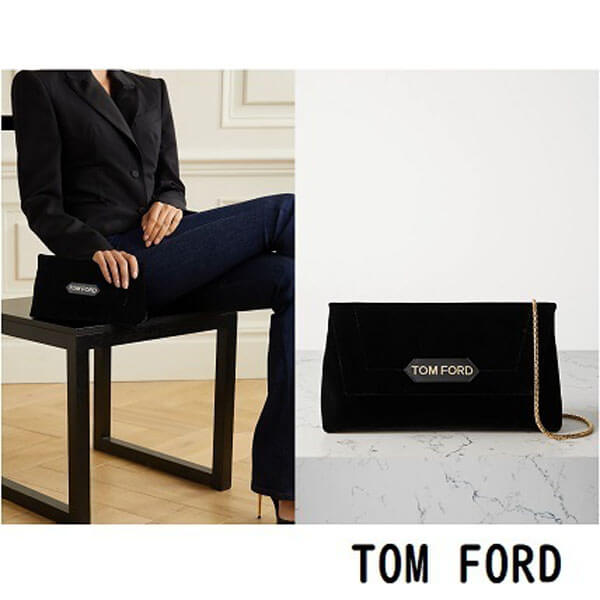 トムフォード バッグ コピー TOM FORD Label ベルベット ショルダーバッグ