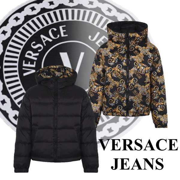 ヴェルサーチェ 偽物 ダウンジャケット【VERSACE JEANS】リバーシブル*バロック*ロゴ* FSZ5187001