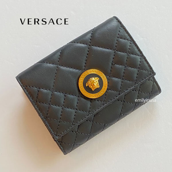 ヴェルサーチ 財布 コピー★VERSACE*Nappa Leather Bifold Wallet 二つ折り メデューサ財布