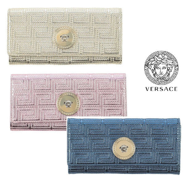 ヴェルサーチ 財布 コピー★VERSACE 二つ折りベルサーチのデューサ ・シックな 幾何学模様入りレザー