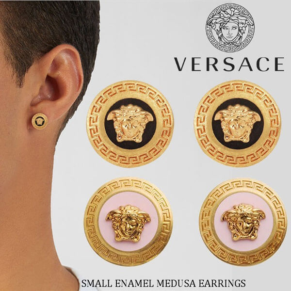 ヴェルサーチ ピアス 偽物 VERSACE スモール エナメル メドゥーサ ピアス