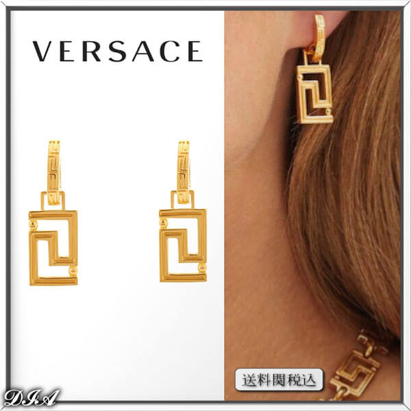 ヴェルサーチ ピアス 偽物 VERSACE ゴールドトーン ドロップ 人気