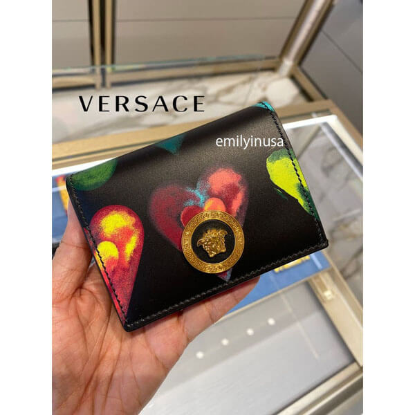 ヴェルサーチ 偽物 財布 VERSACE*Love Versace Print Bifold Wallet