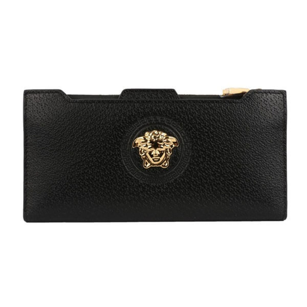 ヴェルサーチ 財布 コピー★VERSACE★ロゴ レザー ジップ 長財布