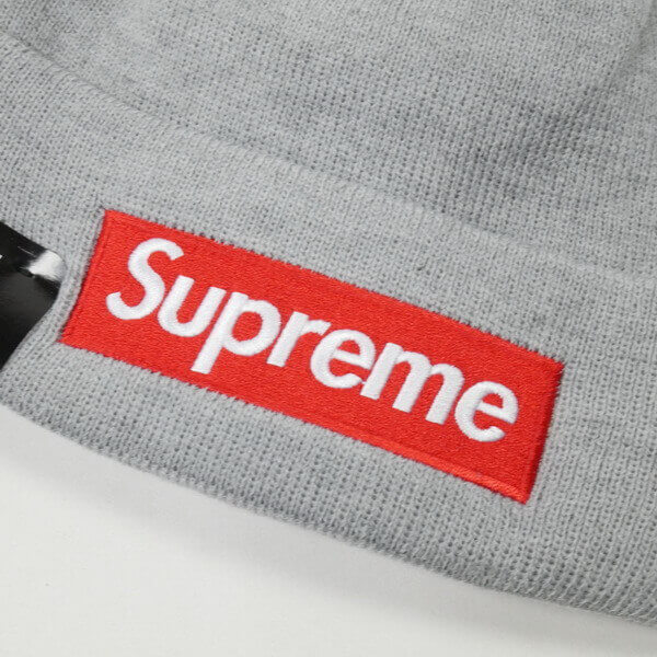 supreme ニット 帽 偽物 New Era Box Logo ロゴビーニー グレー (ステッカー付き)