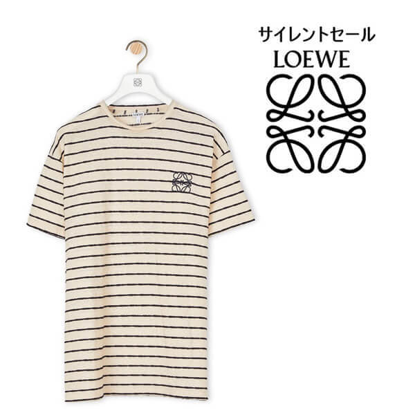 ロエベ 偽物 Tシャツ ロエベロゴ刺繍入りクルーネック半袖Tシャツ