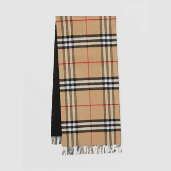 バーバリー マフラー 偽物【BURBERRY】リバーシブル チェック カシミアスカーフ