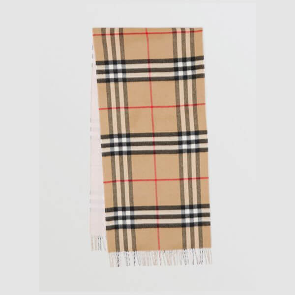 バーバリー マフラー 偽物【BURBERRY】リバーシブル チェック カシミアスカーフ