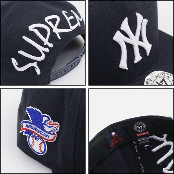 シュプリーム ビーニー 偽物 シュプリーム x NY Yankees x '47 Brand 5-Panel Snapback Cap 紺