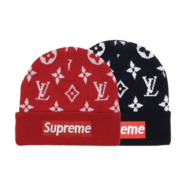 supreme ニット 帽 偽物 シュプリーム Vuitton Big Logo Knit キャップ