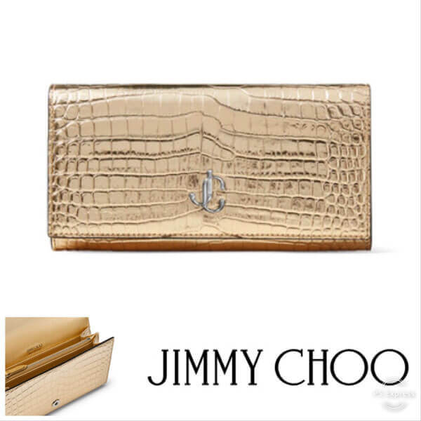 ジミーチュウ 財布 偽物【JIMMY CHOO】MARTINA ★長財布★キラキラ★ゴールド