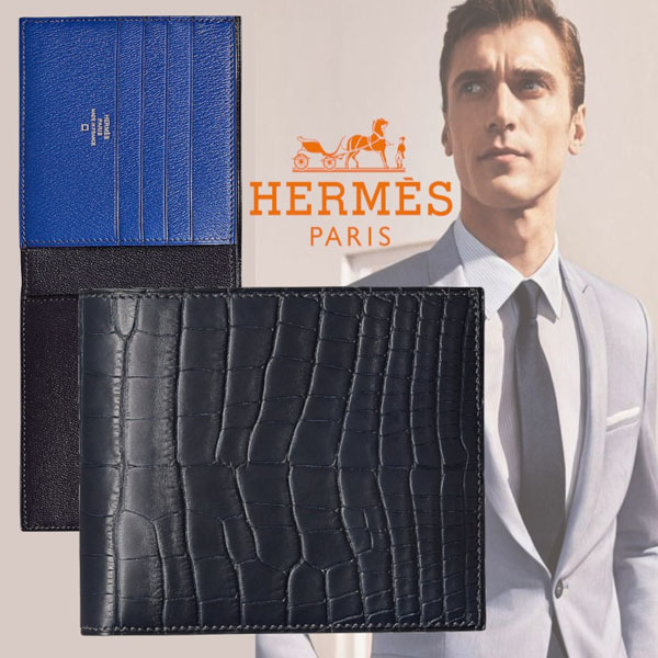 エルメス 財布 クロコダイル 偽物ゴージャスブルー ◆Hermes◆希少アリゲーター☆ウォレット MC2 H074716CAAB