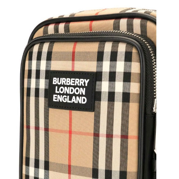 バーバリー バッグ 偽物【BURBERRY】Vintage Check and Leather Crossbody Bag 8023381