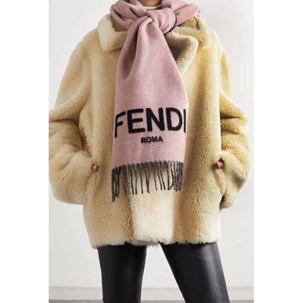 フェンディ マフラー コピー★フェンディ★Fringed two-tone intarsia cashmere scarf