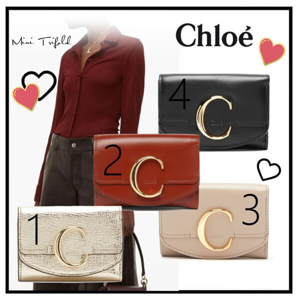 クロエ 偽物 財布 ★即日配送★Chloe C ミニトリフォールド ミニ財布