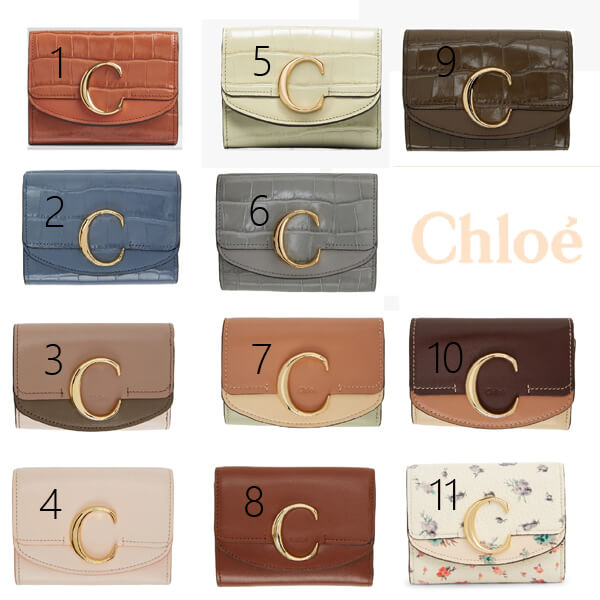 クロエ 偽物 財布 CHLOE C★ 人気のミニ  三つ折り財布 クロコ仕上げ