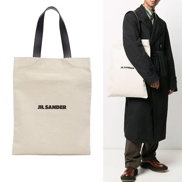 ★ジルサンダー バッグ 偽物【JIL SANDER】FLAT CANVAS TOTE BAG