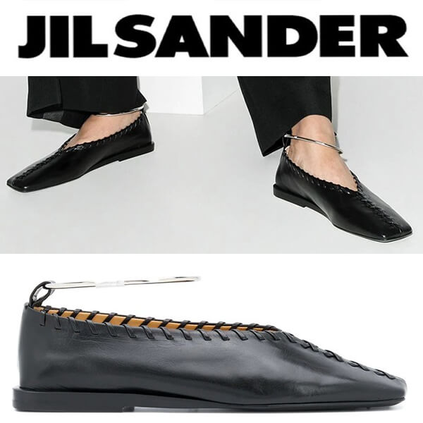 ジルサンダー 革靴 コピー JIL SANDER メタルアンクレット バレエシューズ