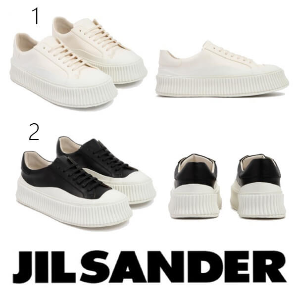 【ジルサンダー スニーカー 偽物】JIL SANDER レースアップ レザー スニーカー