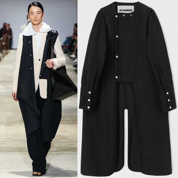 ジル・サンダー コート 偽物 JS043 LOOK14 QUILTED SILK COAT WITH DETACHABLE SLEEVE