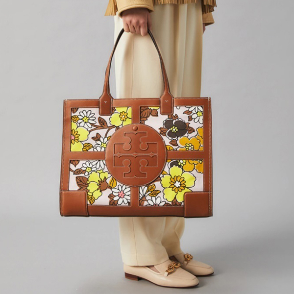 新作 トリーバーチ バッグ 偽物 Tory Burch エラ プリンテッド クワドラント トート バッグ